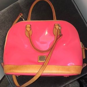 Dooney and Bourke pink patent zip zip satchel